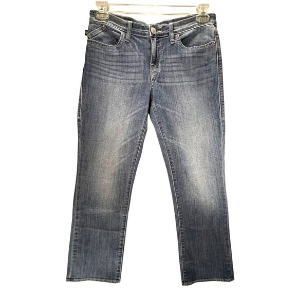Rock & Republic Kendall Mid-Rise Jeans 10 Straight Leg Denim Button Flap Pockets - Picture 3 of 15